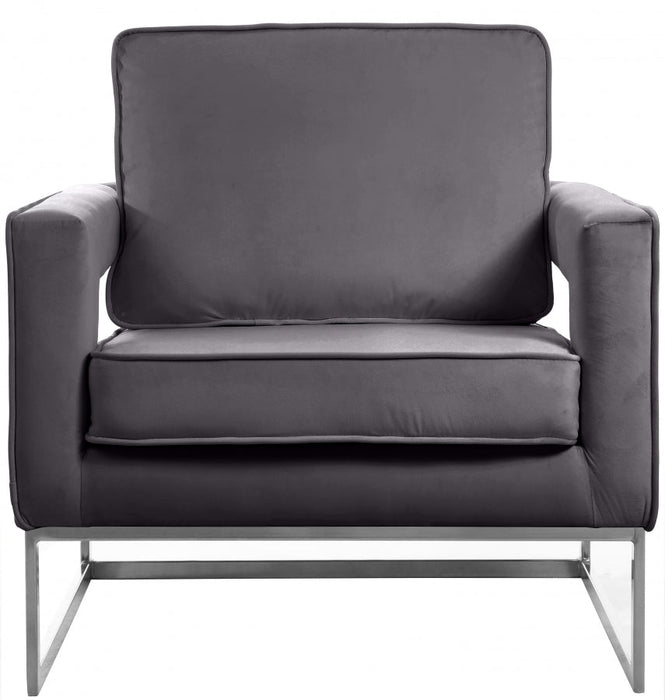 Noah Grey Velvet Accent Chair - 510Grey - Vega Furniture