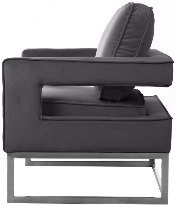 Noah Grey Velvet Accent Chair - 510Grey - Vega Furniture