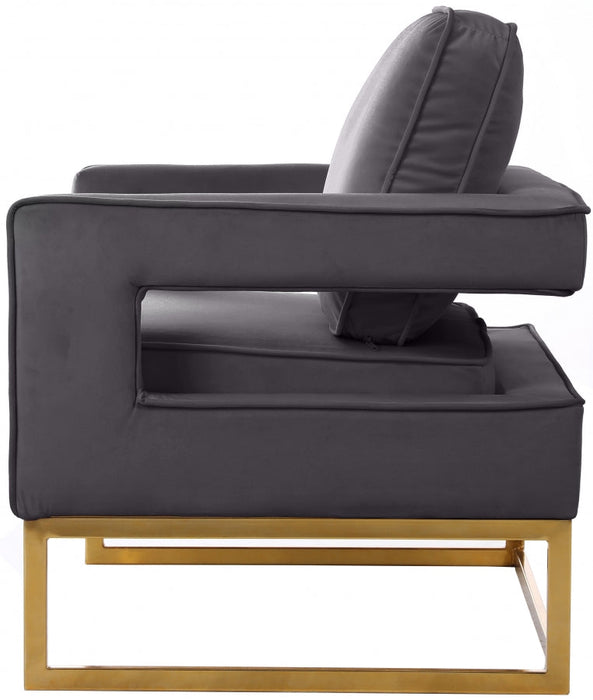 Noah Grey Velvet Accent Chair - 511Grey - Vega Furniture