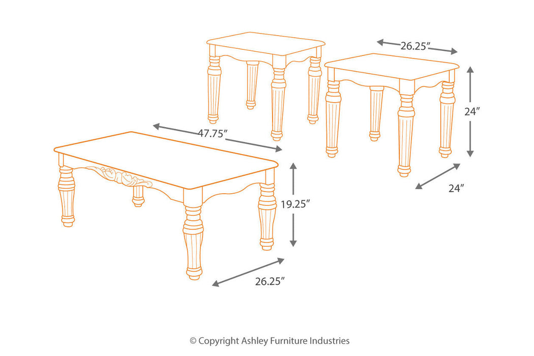 North Shore Dark Brown Table, Set of 3 - T533-13 - Vega Furniture