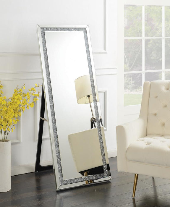 Novak Silver Rectangular Cheval Floor Mirror - 961421 - Vega Furniture