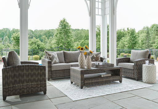 Oasis Court Gray Outdoor Sofa/Chairs/Table Set, Set of 4 - P335-081 - Vega Furniture