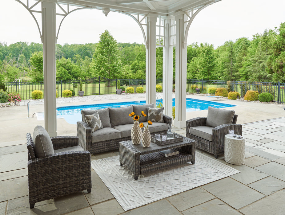 Oasis Court Gray Outdoor Sofa/Chairs/Table Set, Set of 4 - P335-081 - Vega Furniture