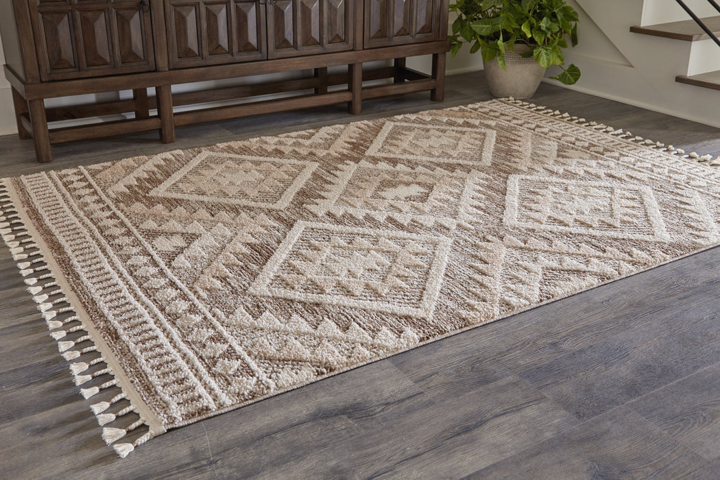 Odedale Tan/Cream Medium Rug - R406062 - Vega Furniture