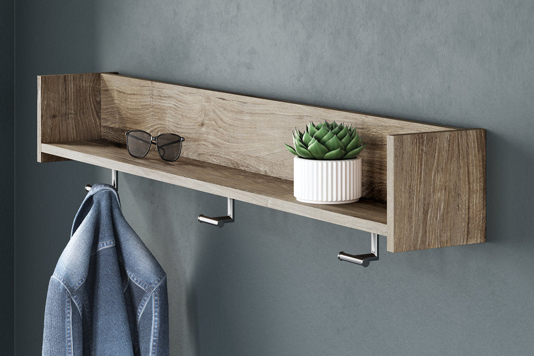 Oliah Natural Wall Mounted Coat Rack with Shelf - EA2270-151 - Vega Furniture