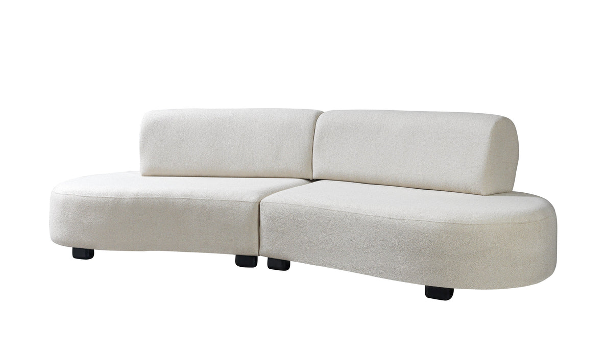 Olivia Ivory Boucle 2-Piece Curved Sectional - OLIVIA2SEC - Vega Furniture