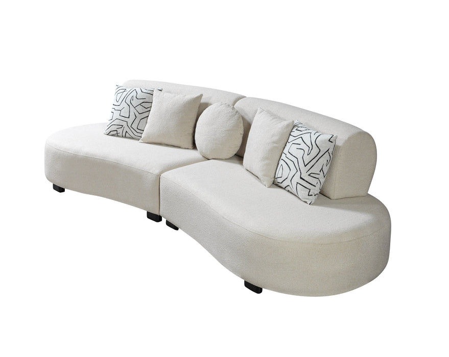 Olivia Ivory Boucle 2-Piece Curved Sectional - OLIVIA2SEC - Vega Furniture