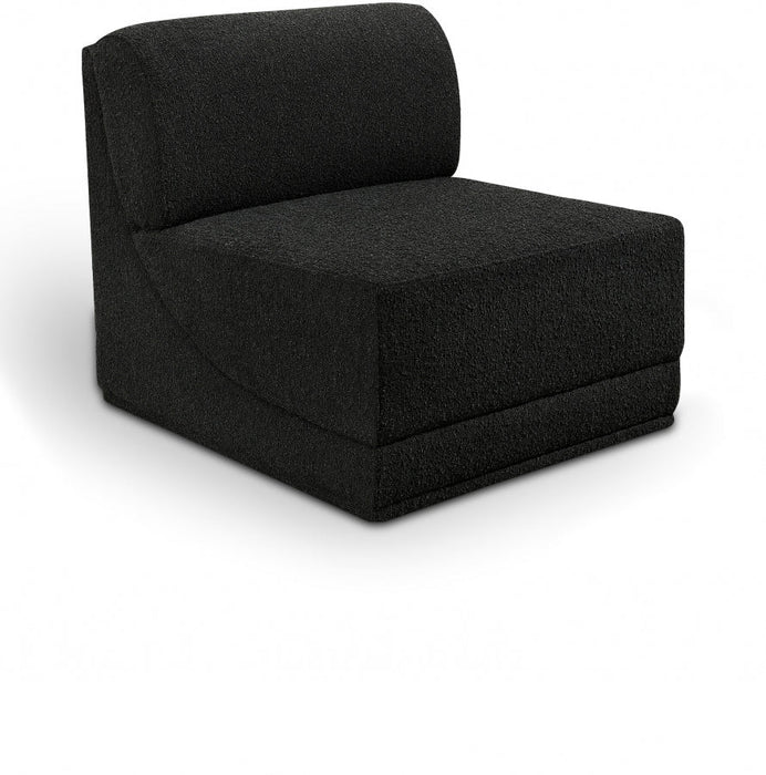 Ollie Boucle Fabric Living Room Chair Black - 118Black-Armless - Vega Furniture