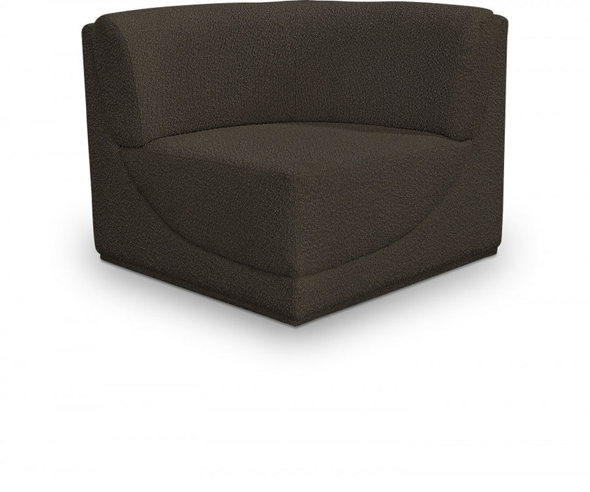 Ollie Boucle Fabric Living Room Chair Brown - 118Brown-Corner - Vega Furniture