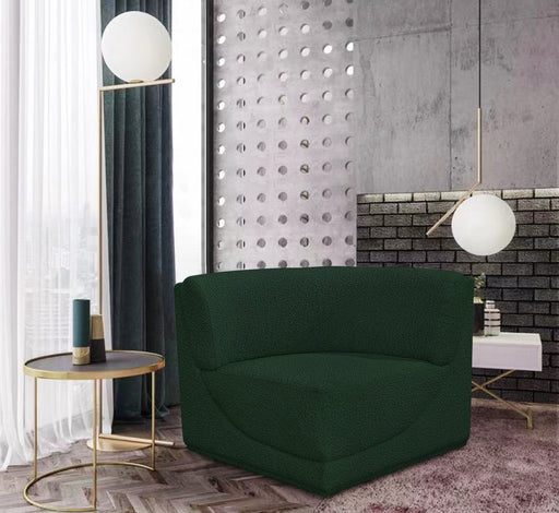 Ollie Boucle Fabric Living Room Chair Green - 118Green-Corner - Vega Furniture
