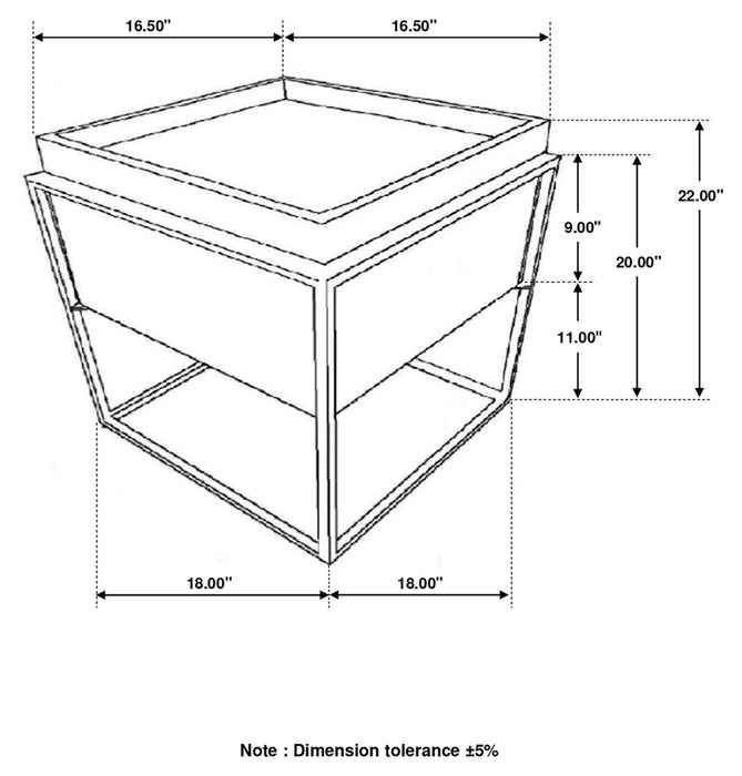 Ondrej Dark Brown/Gunmetal Square Accent Table with Removable Top Tray - 936007 - Vega Furniture