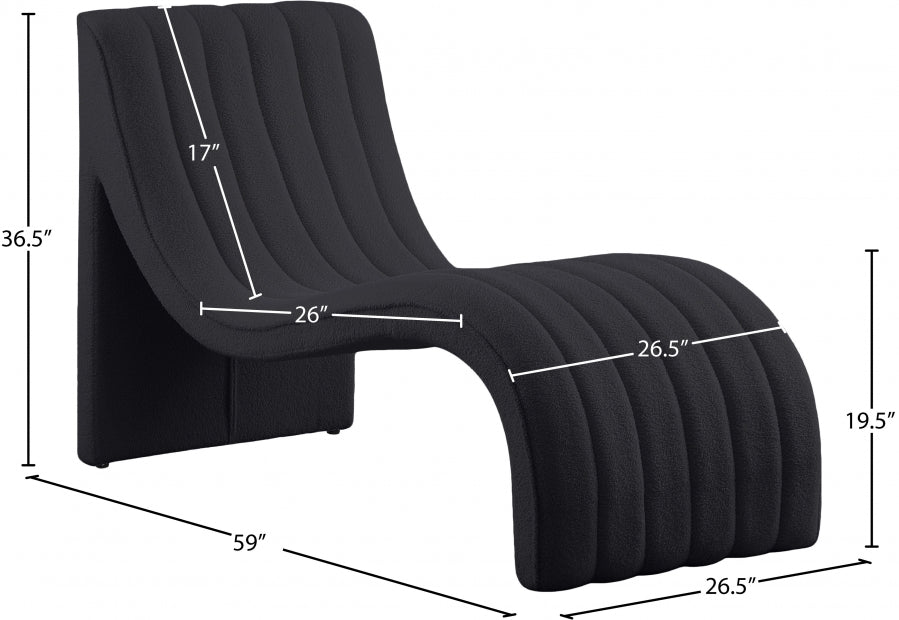 Orian Black Teddy Fabric Chaise - 156Black - Vega Furniture