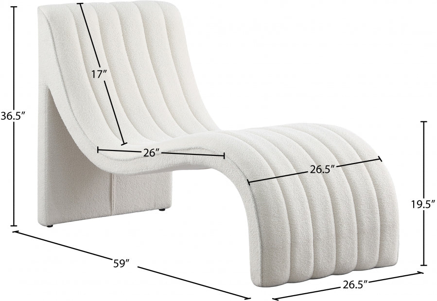 Orian Cream Teddy Fabric Chaise - 156Cream - Vega Furniture