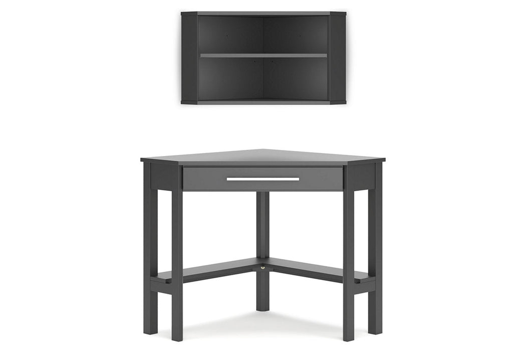 Otaska Black Home Office Corner Desk with Bookcase - SET | H206-22 | H206-22H - Vega Furniture