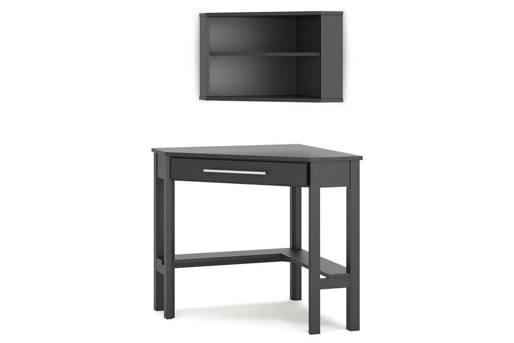 Otaska Black Home Office Corner Desk with Bookcase - SET | H206-22 | H206-22H - Vega Furniture