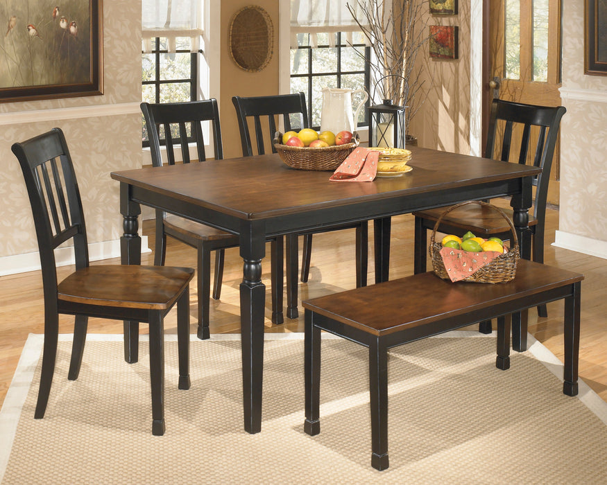 Owingsville Black/Brown Rectangular Dining Set - SET | D580-25 | D580-02(2) - Vega Furniture