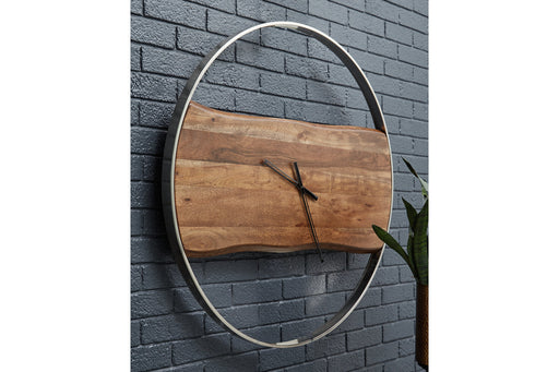 Panchali Brown/Silver Finish Wall Clock - A8010198 - Vega Furniture