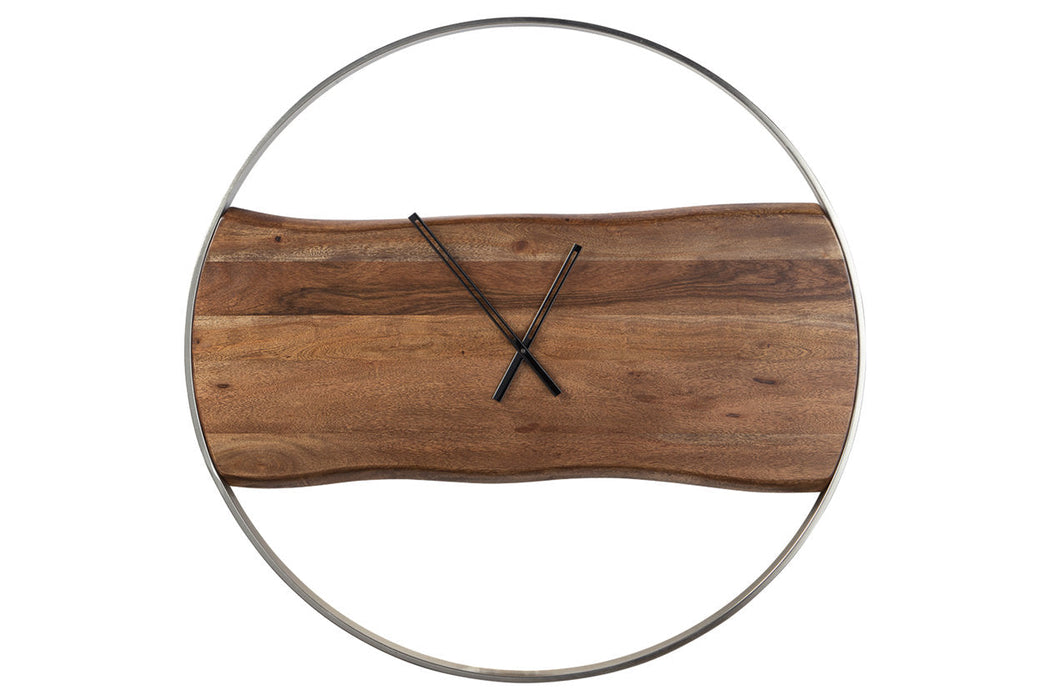 Panchali Brown/Silver Finish Wall Clock - A8010198 - Vega Furniture