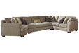 Pantomine Driftwood 4-Piece Large LAF Cuddler Sectional - SET | 3912276 | 3912299 | 3912277 | 3912256 - Vega Furniture
