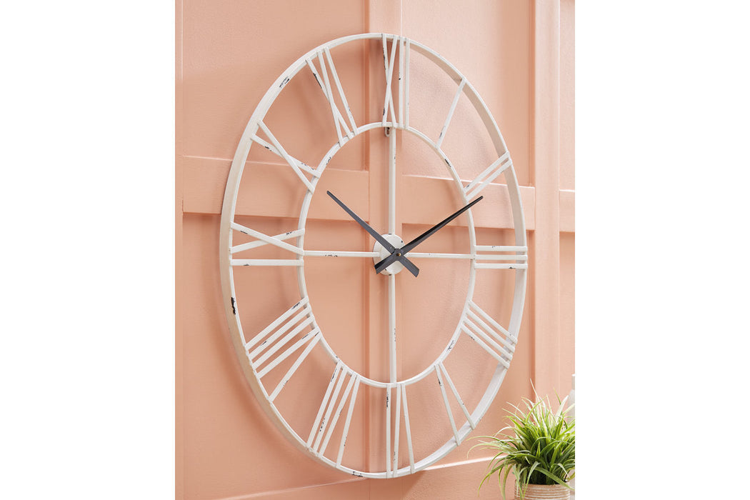 Paquita Antique White Wall Clock - A8010238 - Vega Furniture