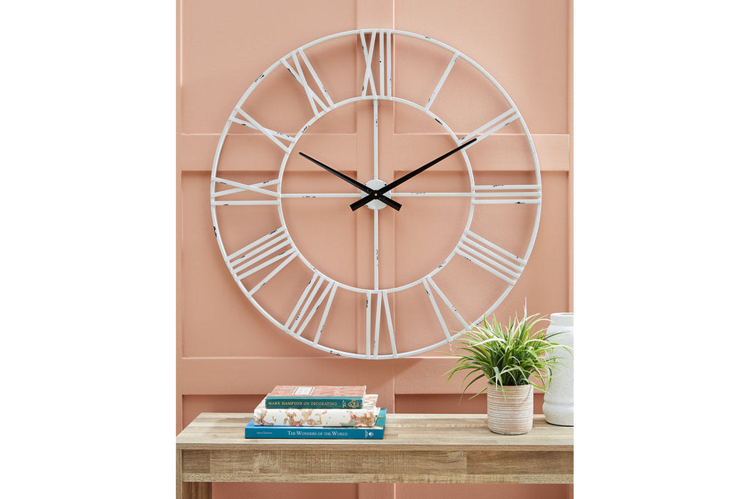 Paquita Antique White Wall Clock - A8010238 - Vega Furniture