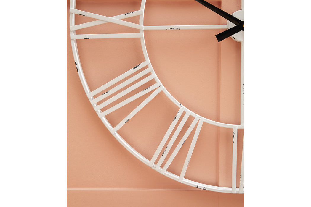 Paquita Antique White Wall Clock - A8010238 - Vega Furniture