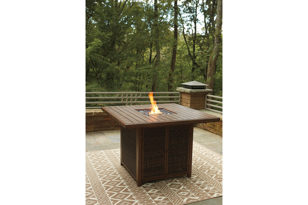 Paradise Trail Medium Brown Bar Table with Fire Pit - P750-665 - Vega Furniture