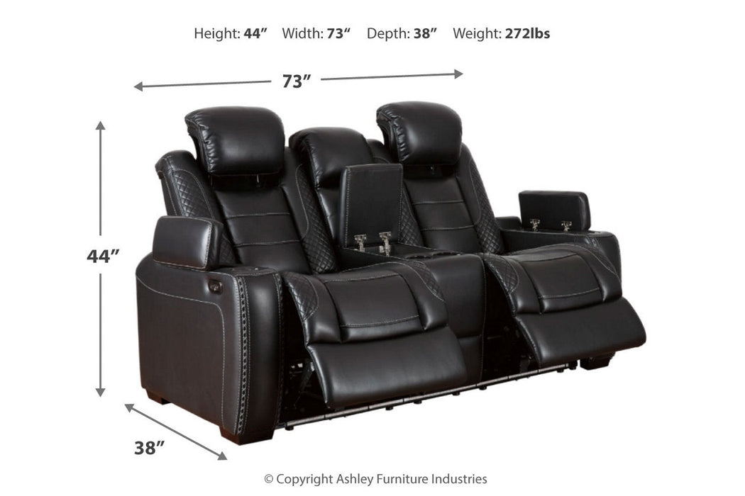 Party Time Midnight Power Reclining Loveseat with Console - 3700318 - Vega Furniture