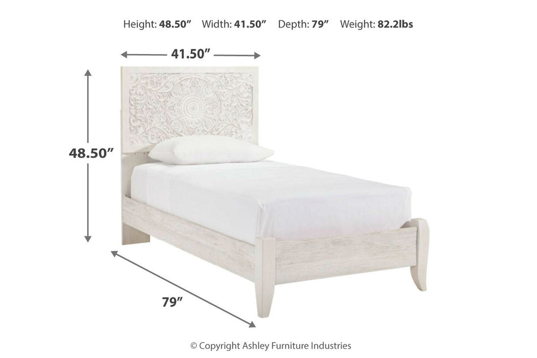 Paxberry Whitewash Twin Panel Bed - SET | B181-52 | B181-53 - Vega Furniture