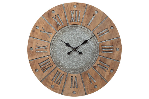 Payson Antique Gray/Natural Wall Clock - A8010076 - Vega Furniture