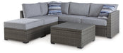 Petal Road Gray Outdoor Loveseat Sectional/Ottoman/Table Set, Set of 4 - P297-070 - Vega Furniture