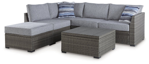 Petal Road Gray Outdoor Loveseat Sectional/Ottoman/Table Set, Set of 4 - P297-070 - Vega Furniture