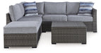 Petal Road Gray Outdoor Loveseat Sectional/Ottoman/Table Set, Set of 4 - P297-070 - Vega Furniture