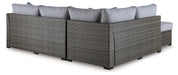 Petal Road Gray Outdoor Loveseat Sectional/Ottoman/Table Set, Set of 4 - P297-070 - Vega Furniture