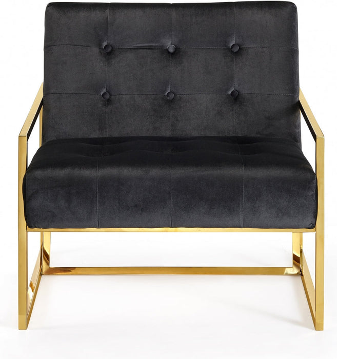 Pierre Black Velvet Accent Chair - 523Black - Vega Furniture