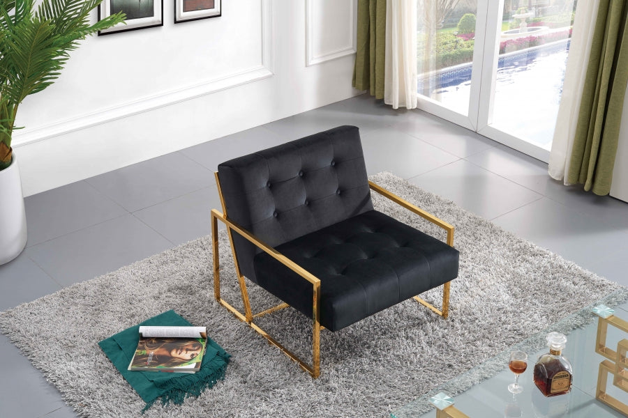 Pierre Black Velvet Accent Chair - 523Black - Vega Furniture