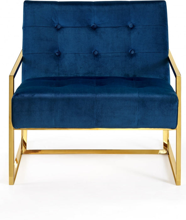 Pierre Blue Velvet Accent Chair - 523Navy - Vega Furniture