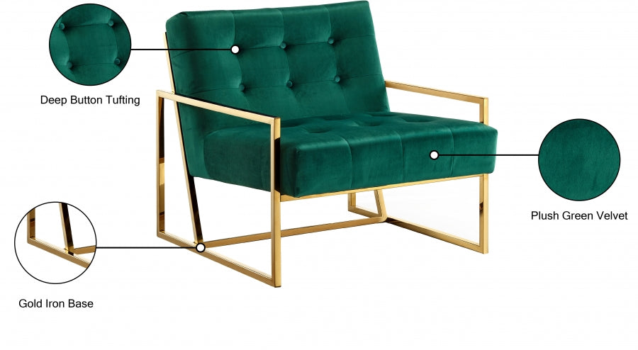 Pierre Green Velvet Accent Chair - 523Green - Vega Furniture