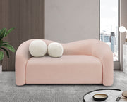 Pink Kali Faux Shearling Teddy Fabric Loveseat - 186Pink-L - Vega Furniture