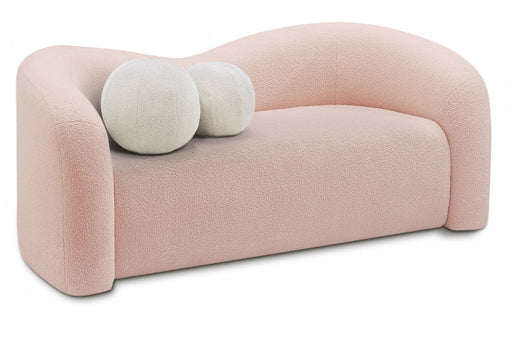 Pink Kali Faux Shearling Teddy Fabric Loveseat - 186Pink-L - Vega Furniture