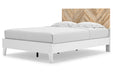 Piperton Two-tone Brown/White Queen Panel Platform Bed - SET | EB1221-157 | EB1221-113 - Vega Furniture