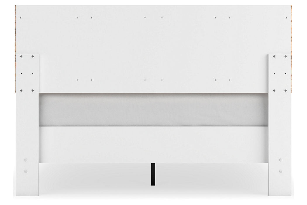 Piperton Two-tone Brown/White Queen Panel Platform Bed - SET | EB1221-157 | EB1221-113 - Vega Furniture