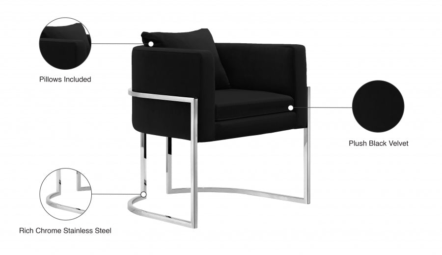 Pippa Black Velvet Accent Chair - 524Black - Vega Furniture