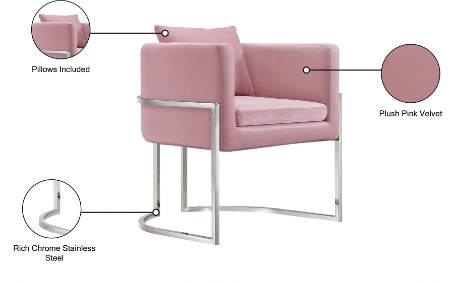 Pippa Pink Velvet Accent Chair - 524Pink - Vega Furniture