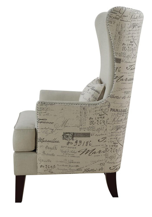 Pippin Cream Curved Arm High Back Accent Chair - 904047 - Vega Furniture