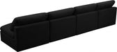 Plush Black Velvet Standard Modular Down Filled Cloud-Like Comfort Overstuffed 140" Armless Sofa - 602Black-S4 - Vega Furniture