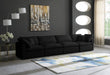 Plush Black Velvet Standard Modular Down Filled Cloud-Like Comfort Overstuffed 140" Sofa - 602Black-S140 - Vega Furniture