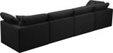 Plush Black Velvet Standard Modular Down Filled Cloud-Like Comfort Overstuffed 140" Sofa - 602Black-S140 - Vega Furniture