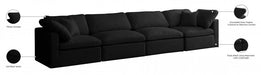 Plush Black Velvet Standard Modular Down Filled Cloud-Like Comfort Overstuffed 140" Sofa - 602Black-S140 - Vega Furniture