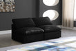 Plush Black Velvet Standard Modular Down Filled Cloud-Like Comfort Overstuffed 70" Armless Sofa - 602Black-S2 - Vega Furniture